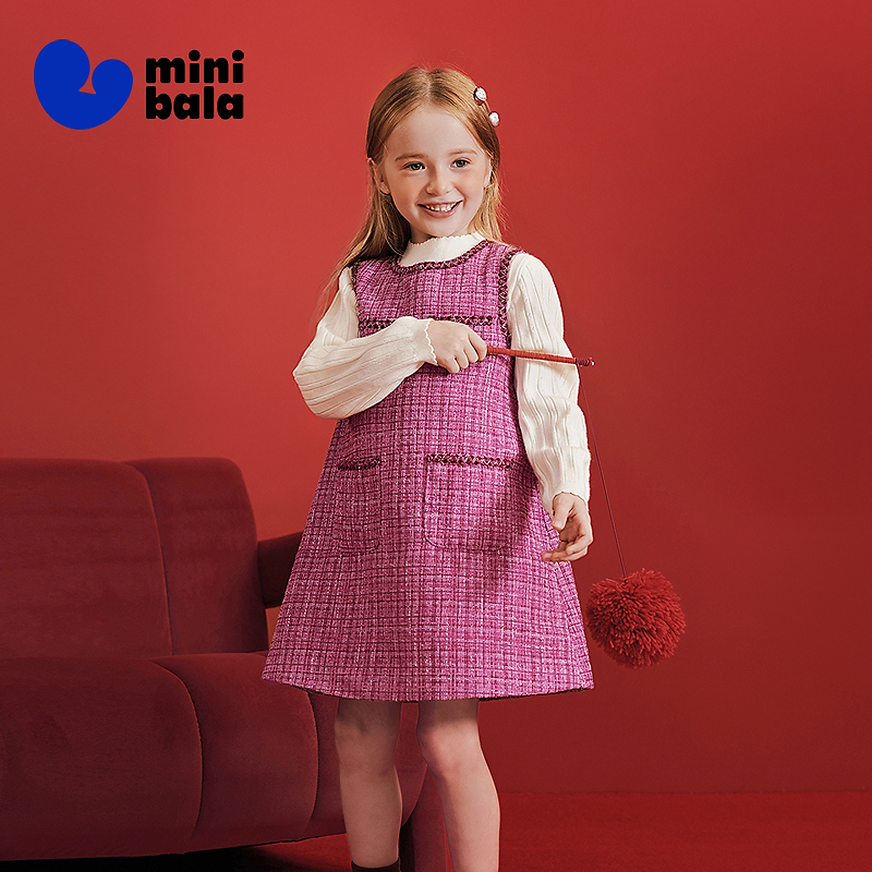 迷你巴拉女童裙子儿童甜美小香风连衣裙无袖2026春新品