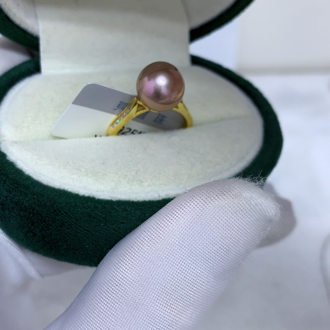 戒指银S925镶嵌淡水珍珠9-10