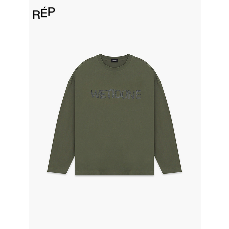 REP-WE11DONE设计师品牌卡其色印logo长袖T恤 26PS新款