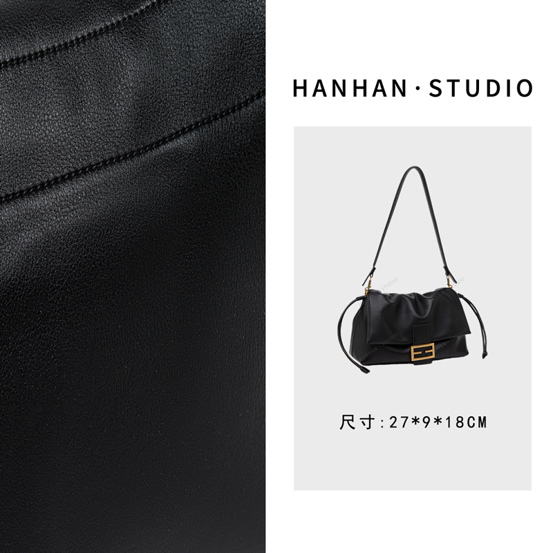 【尚恩CC】QYX-98035-黑色 轻奢时尚复古气质百搭单肩腋下女包