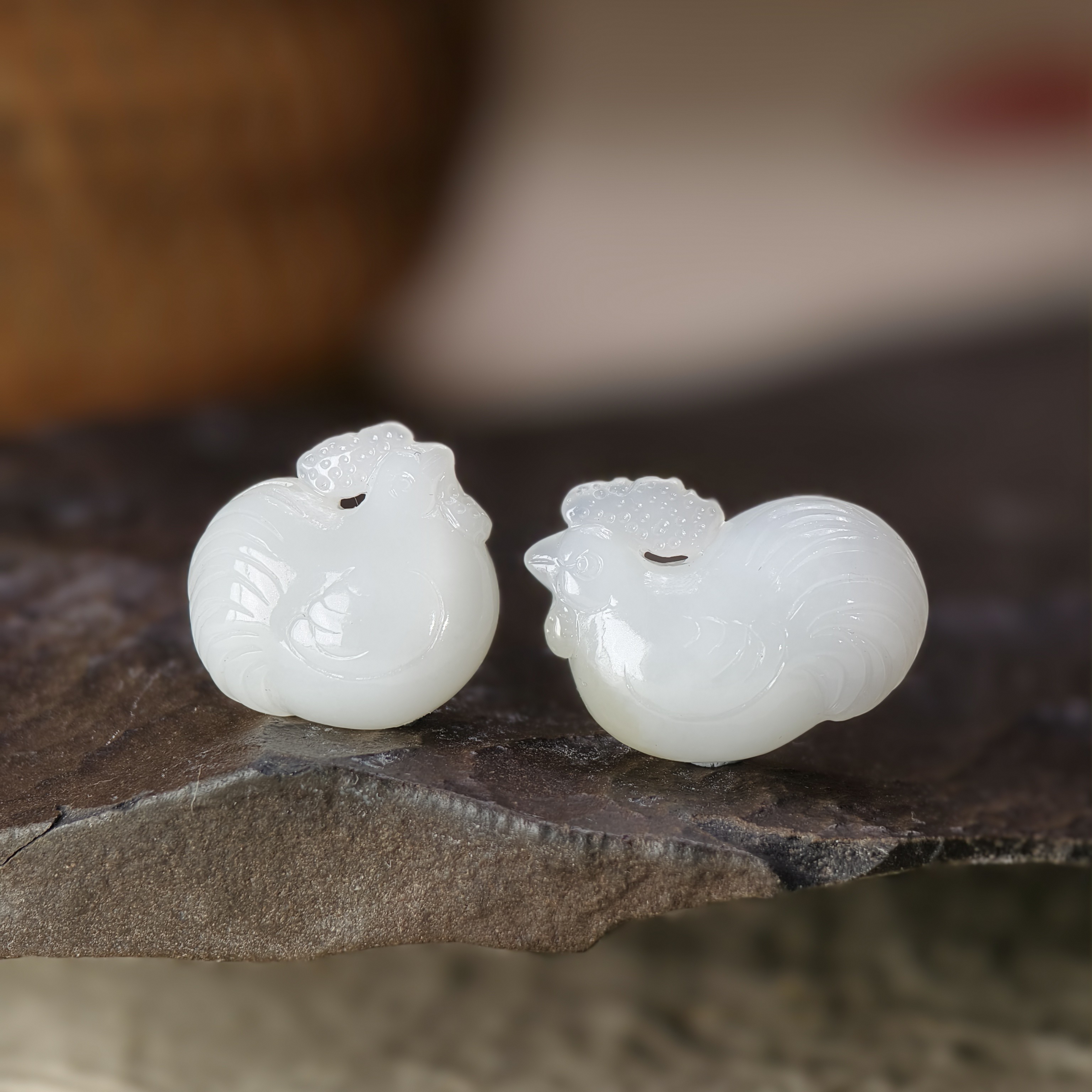 愚人造物12生肖白玉小鸡挂件多样性发其一