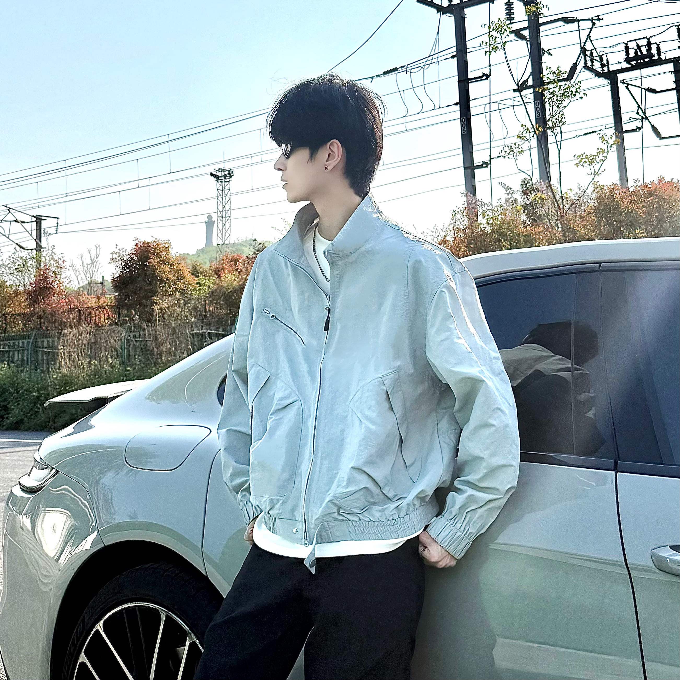 西几丨夏季boxy防晒科技感钻石纹网格轻量化凉感速干防晒衣夹克