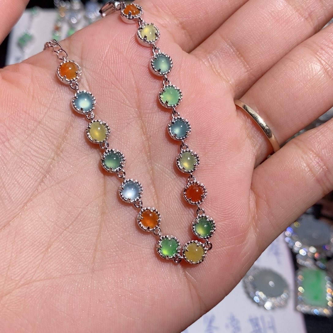 银S925镶嵌手链翡翠c c c