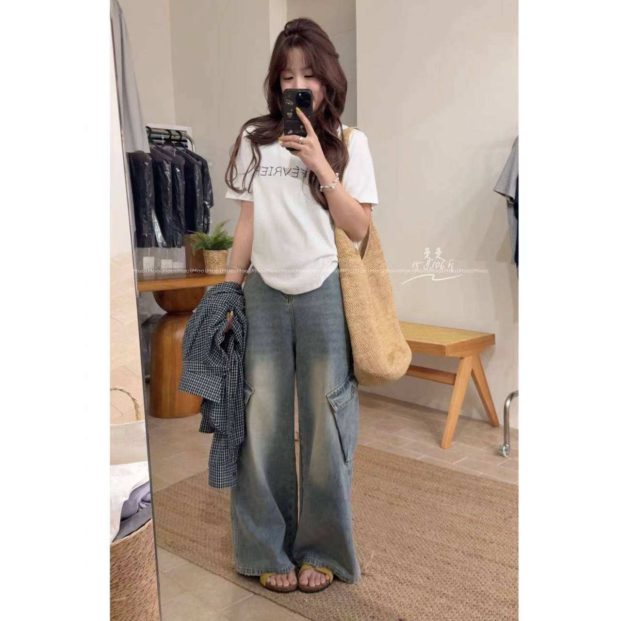 【mooi】'灰白公式'夏季新款韩版ins风小众设计感T恤