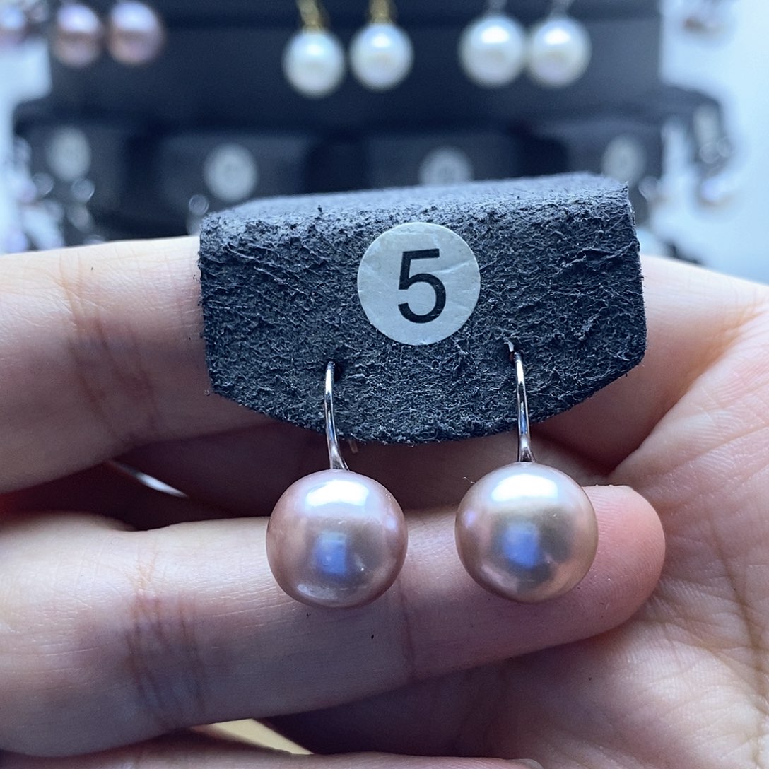 银S925镶嵌淡水珍珠耳饰