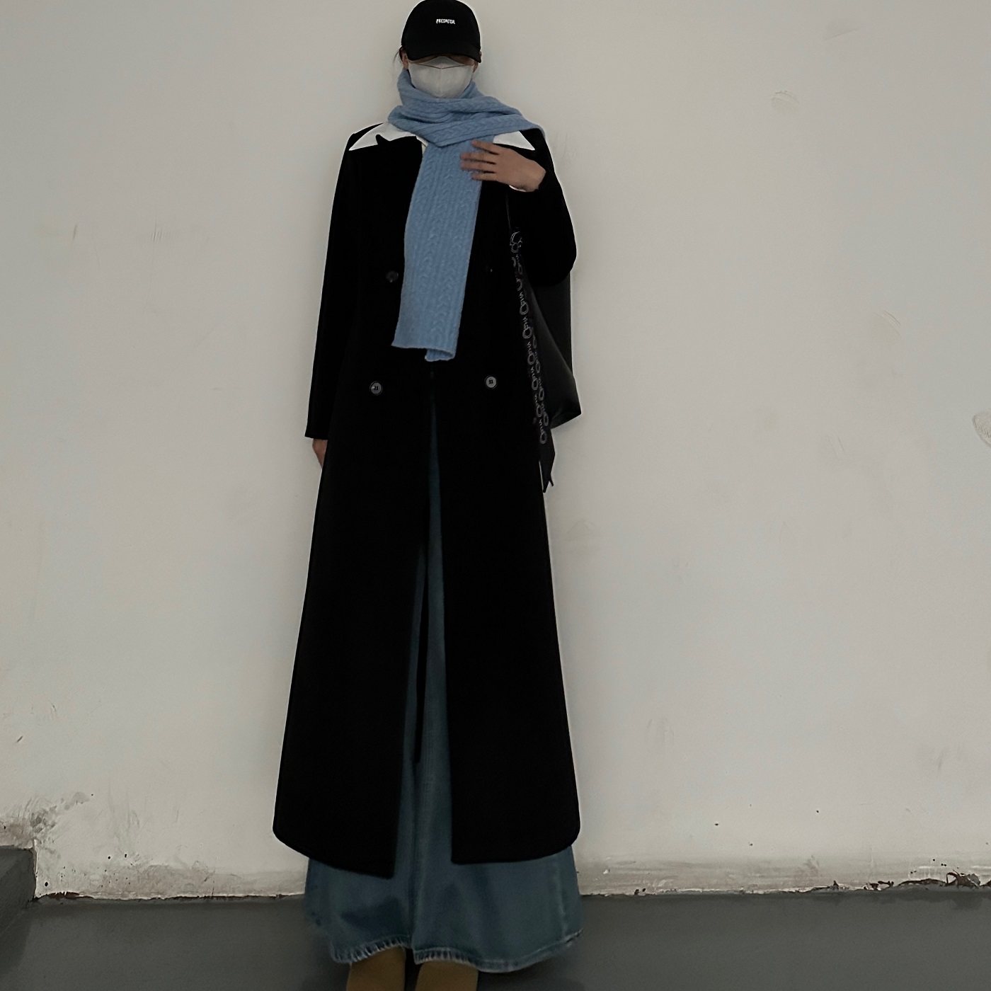 超长款毛呢外套女秋冬加厚气质黑色显瘦百搭戗驳领呢子大衣宽松潮