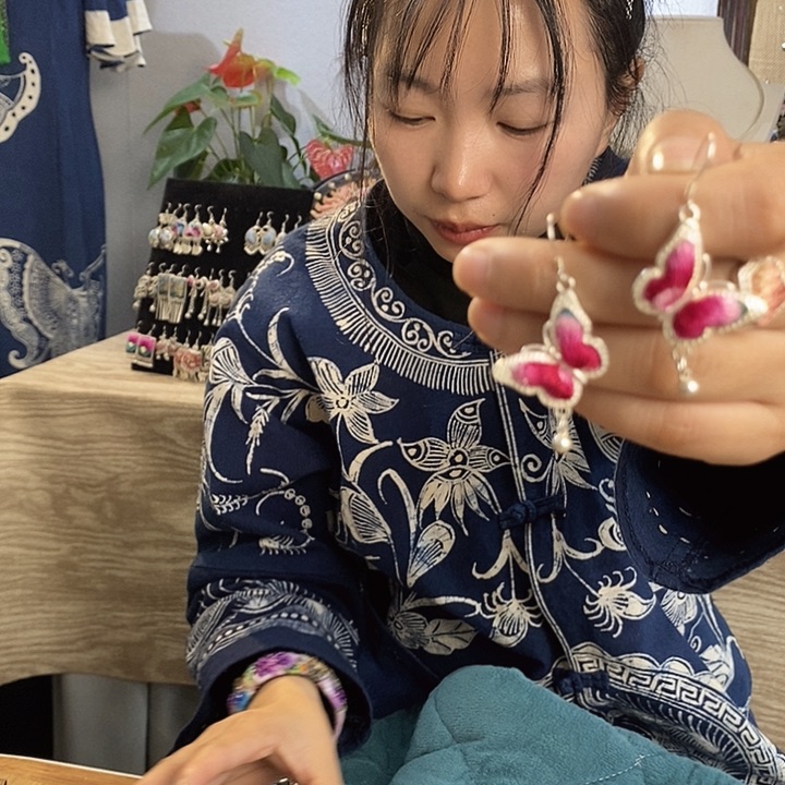 纯铜花岗石纯铜锡合金耳环