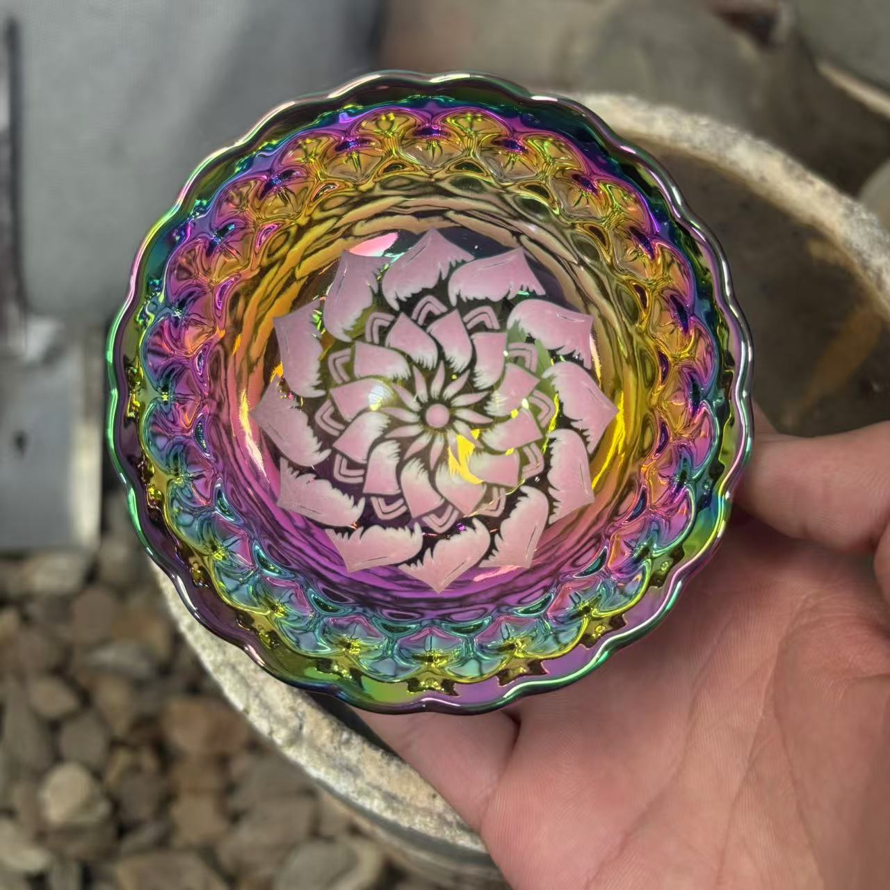 手工茶器 七彩梦幻 红粉佳人裸杯