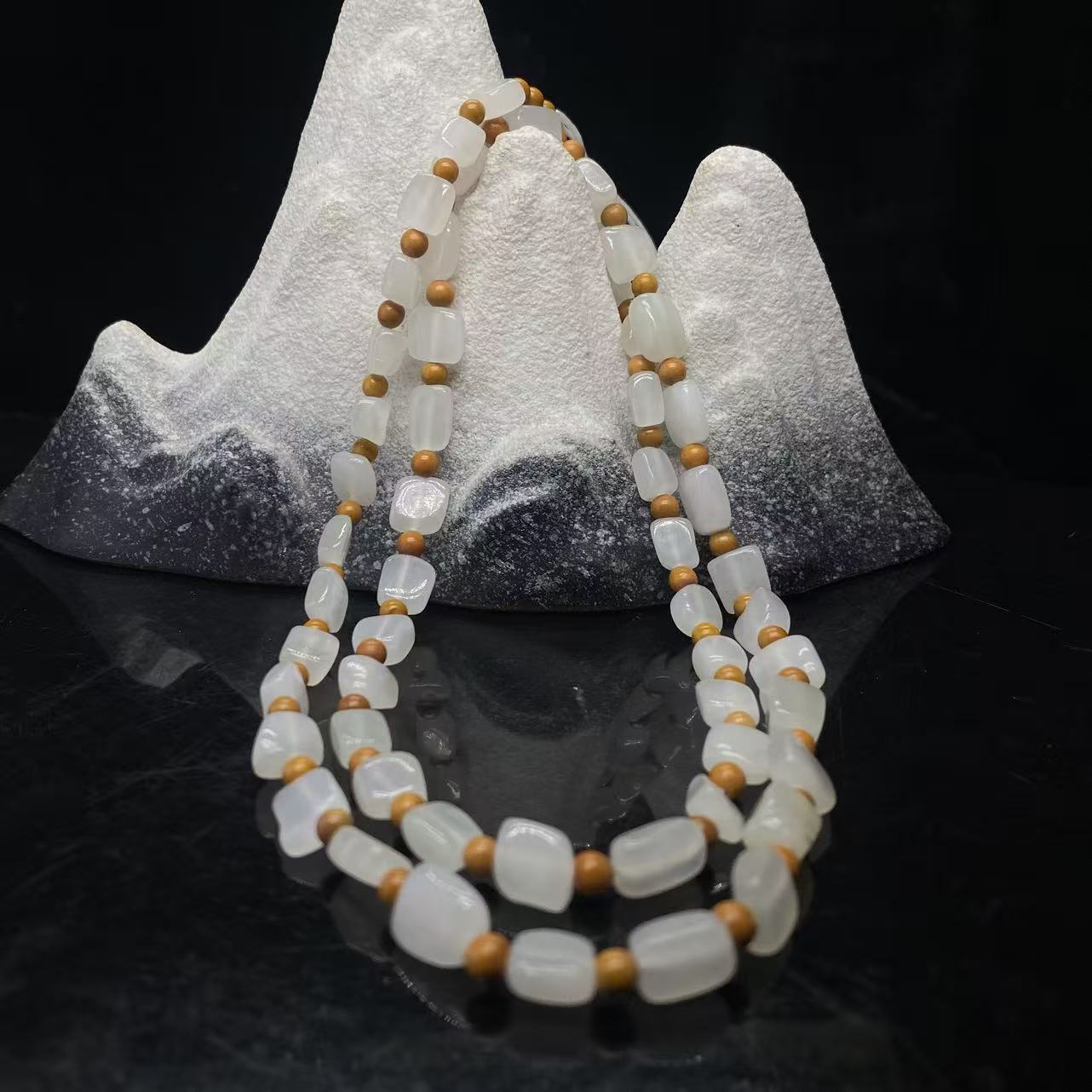 S328 和田玉珠链 YY1232826 (S321 分单4）