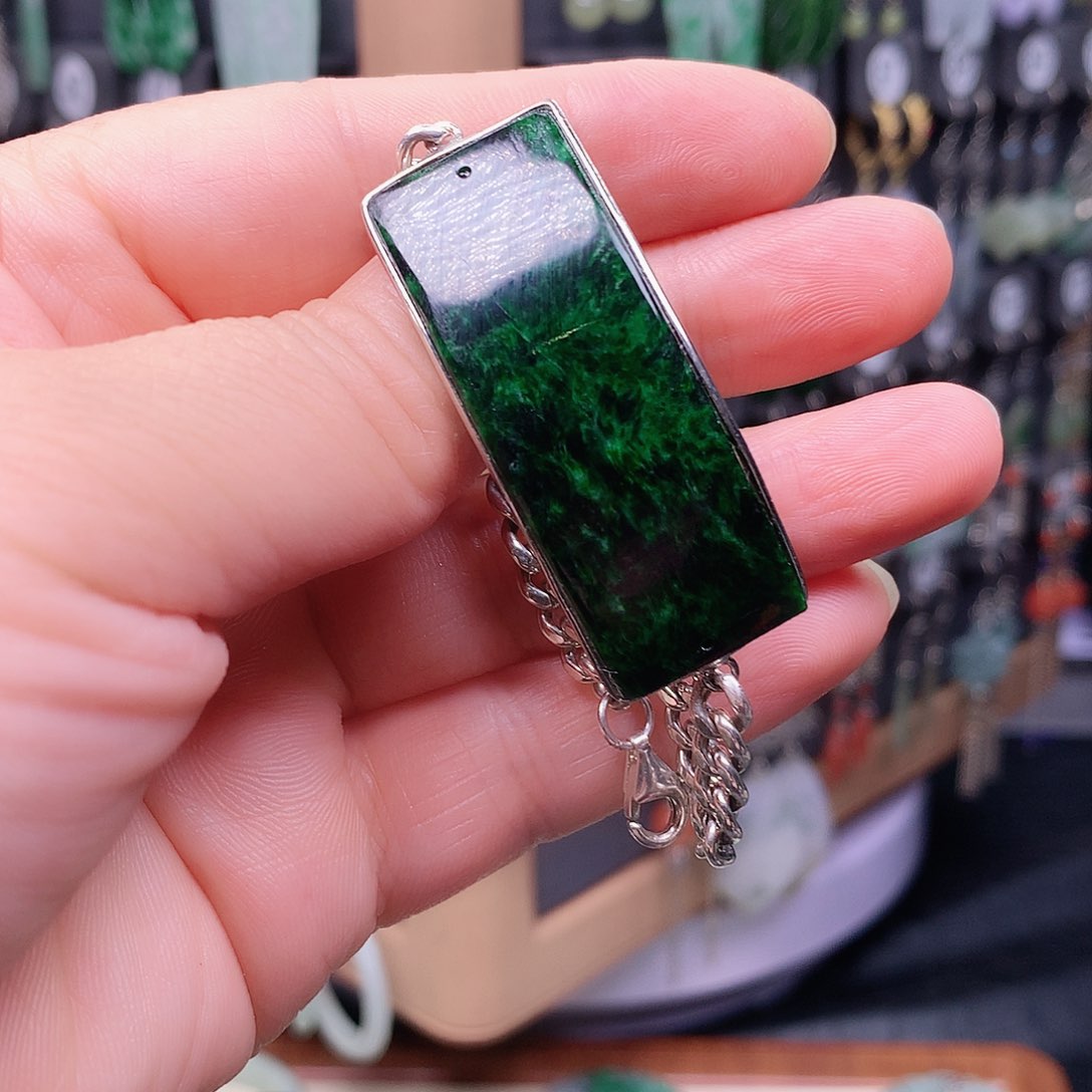 翡翠银S925镶嵌耳饰素*