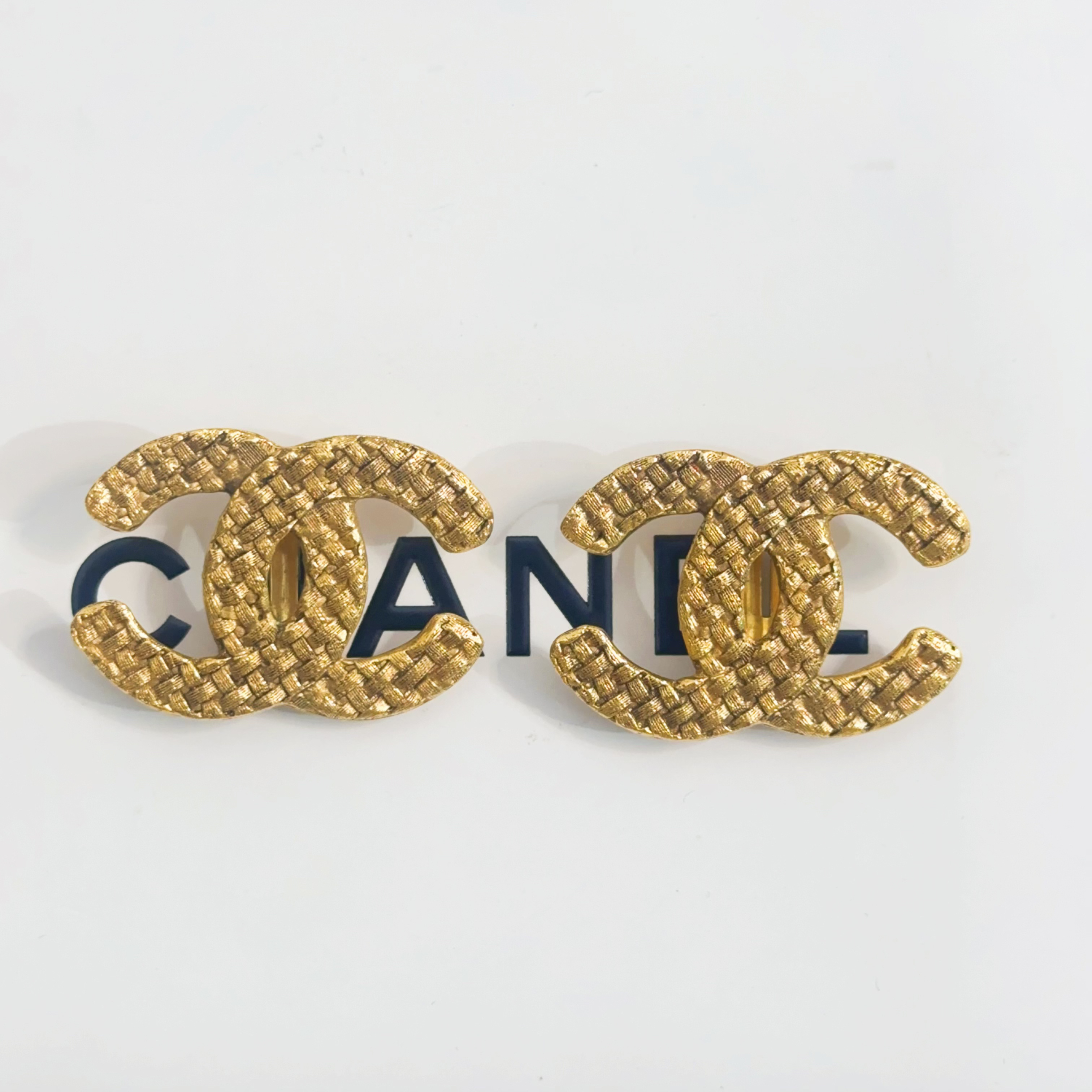 95新 Chanel/香奈儿 Chanel vintage香奈儿中古双c编织耳夹