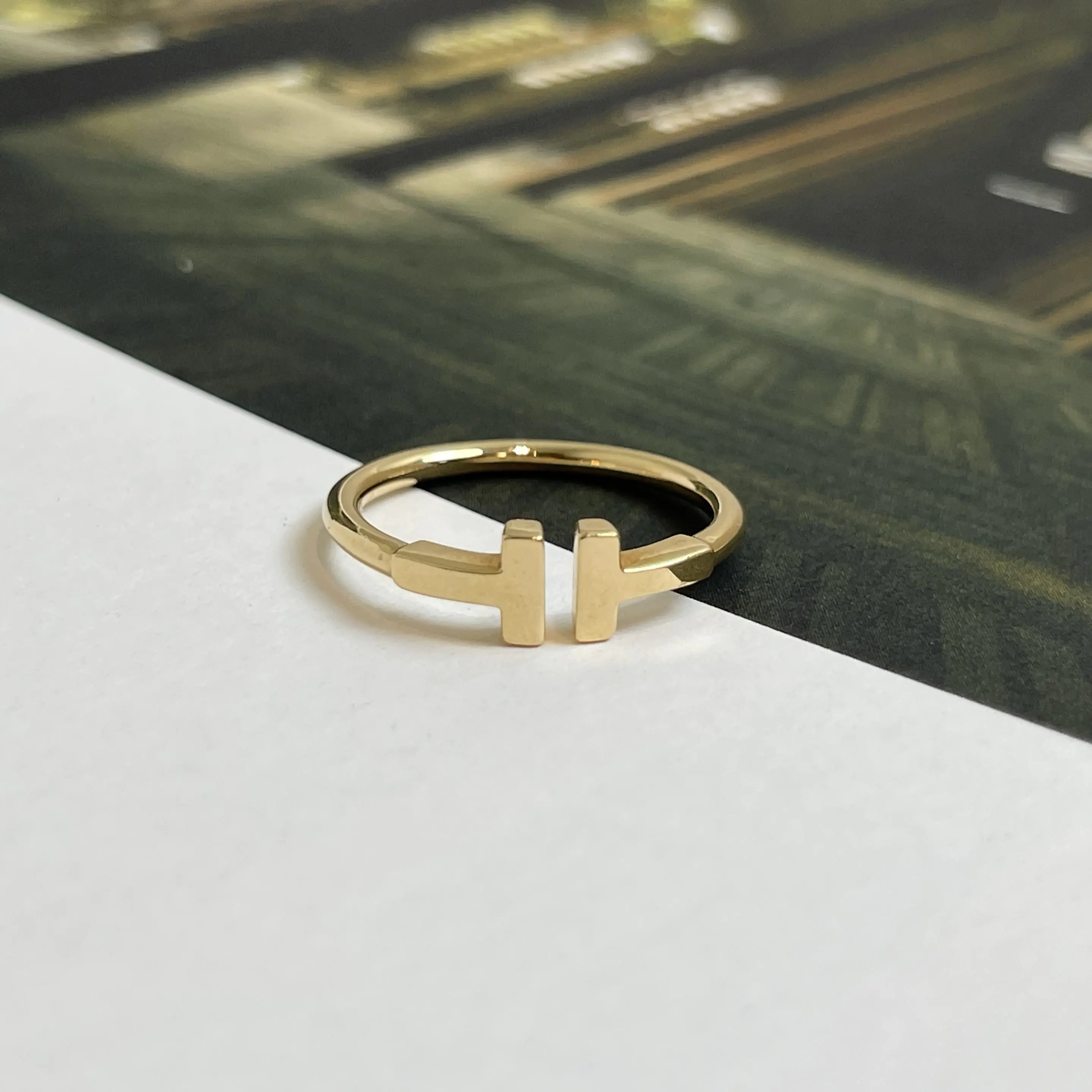 99新 Tiffany & Co./蒂芙尼 双T开口戒指12期/72117958/代卖服务