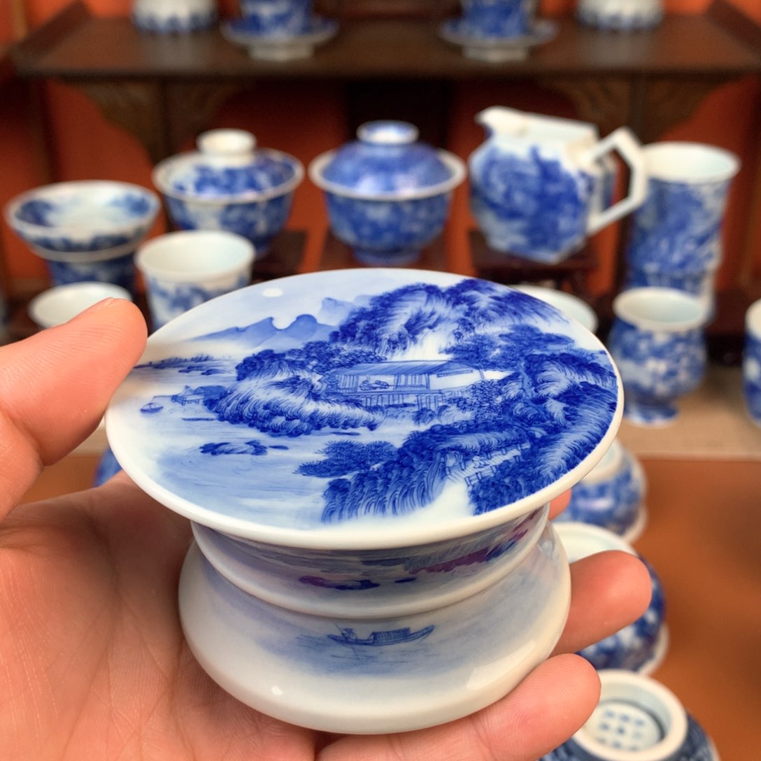 山水盖制手工手绘