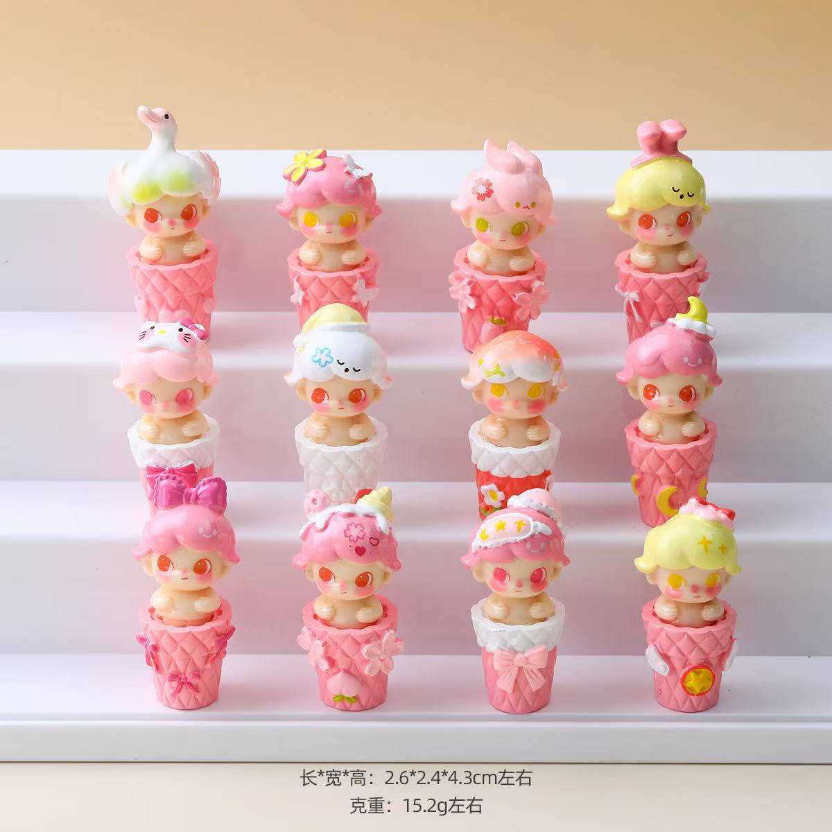 粉色可爱手绘迪莫樱花杯树脂卡通diy配件呆萌小摆件