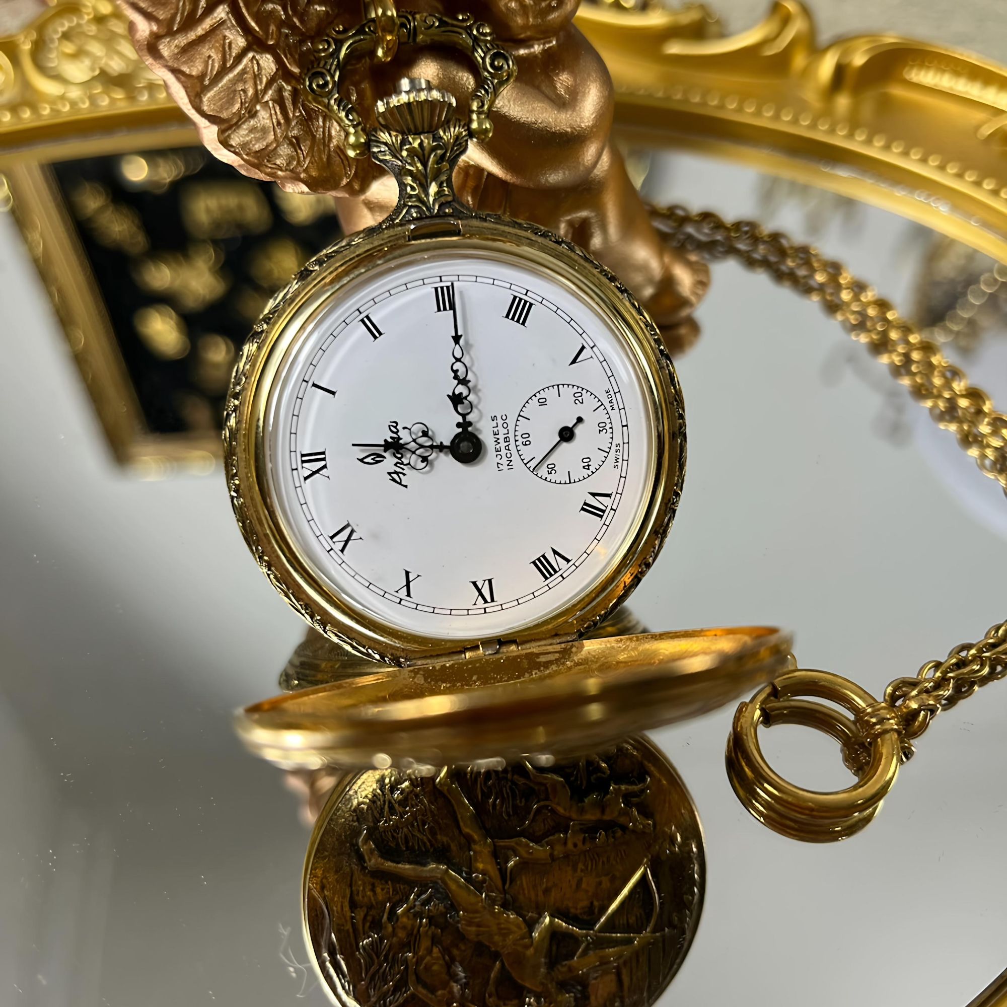 经典复古高档金色欧式古典收藏怀旧翻盖纪念怀表