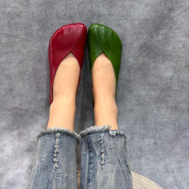 俏皮匠原创手工真皮方头浅口单鞋女文艺复古风2025新款日系百搭