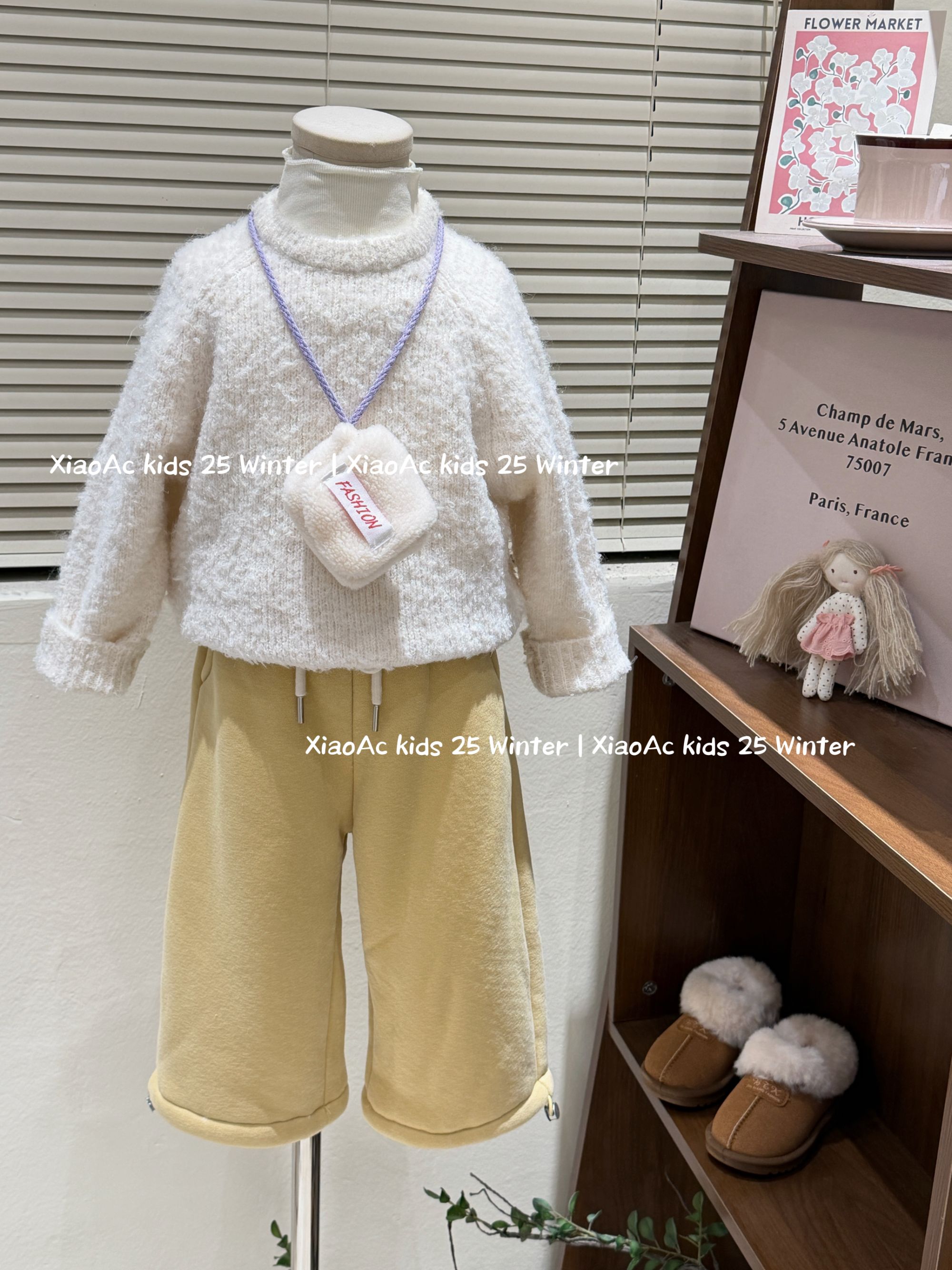 韩系女童冬季加厚软糯圈圈纱毛衣女宝百搭羊驼绒加厚一件过冬卫裤