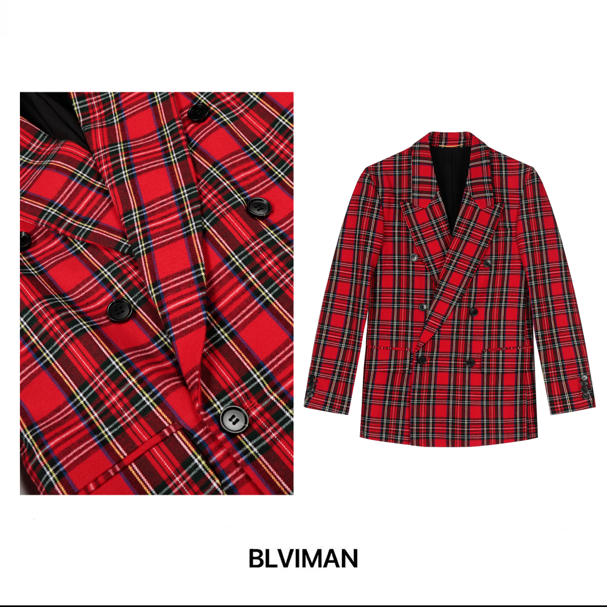 BLVIMAN定制 高智感 红色格纹百搭西装外套女6003