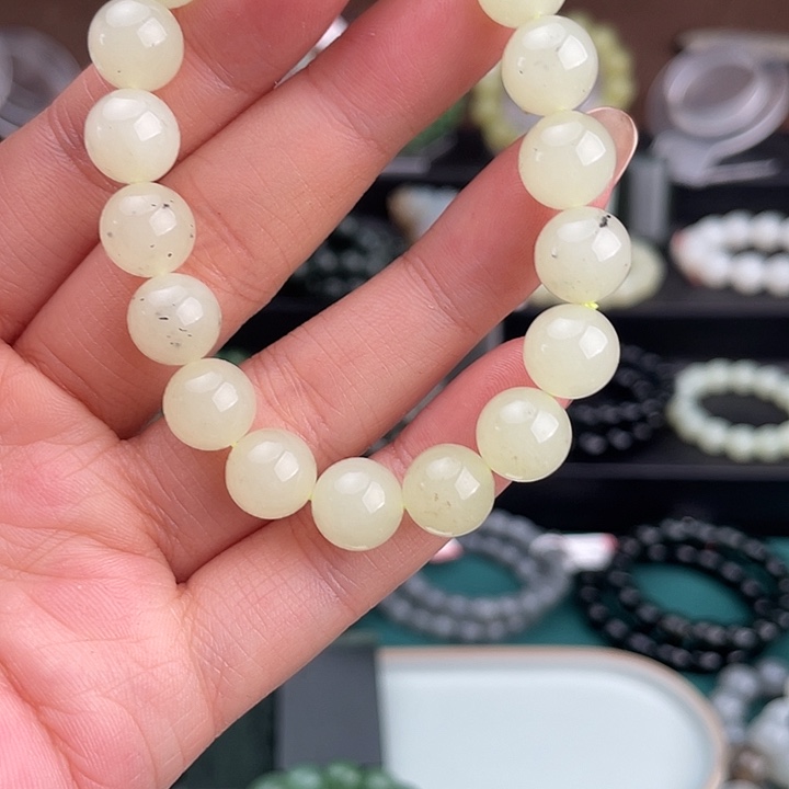 和田玉未镶嵌手链新疆若羌黄口青花卡10