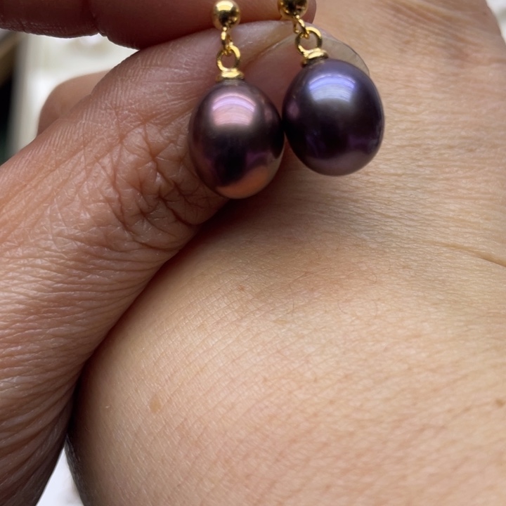 淡水珍珠耳饰银S925镶嵌