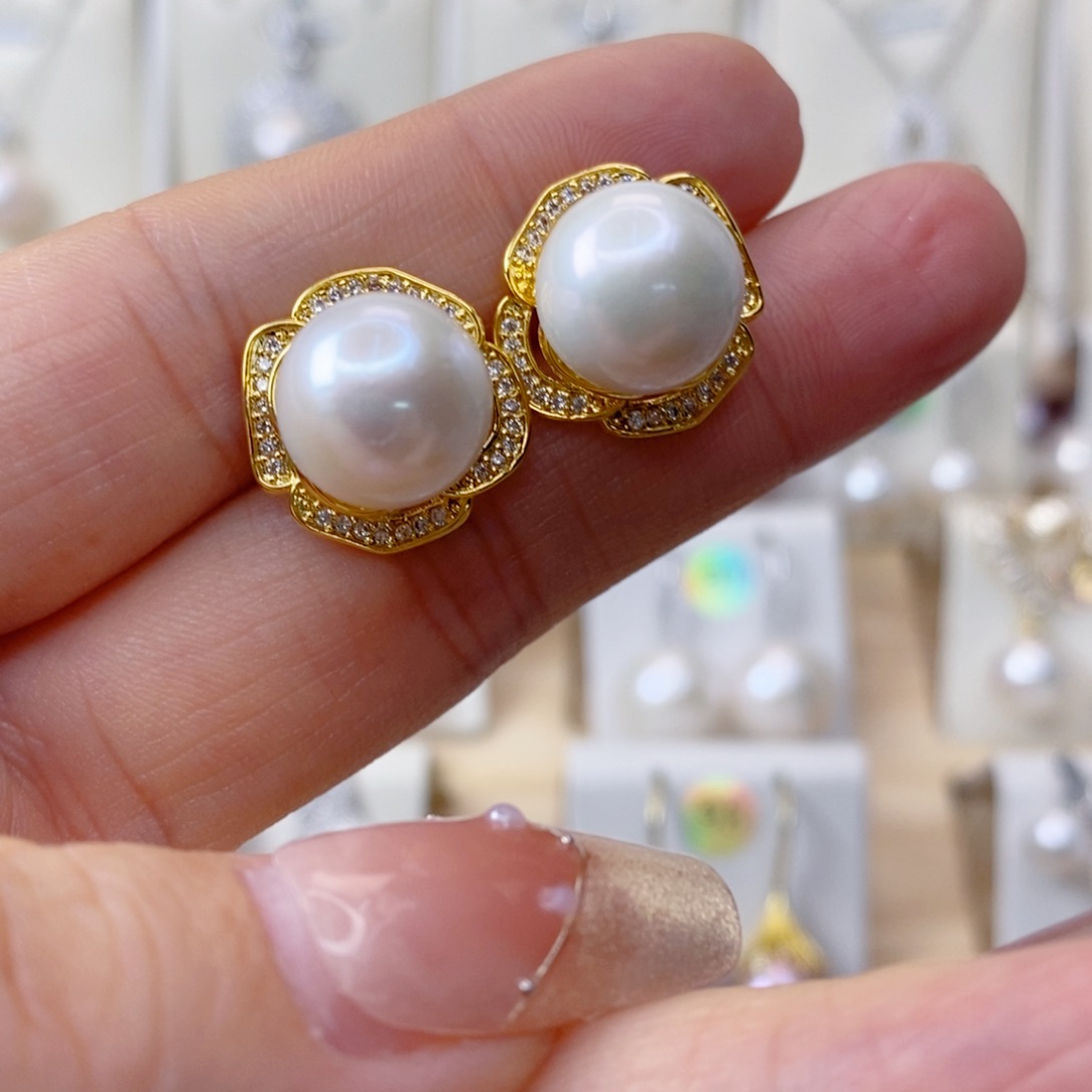 淡水珍珠耳饰合金