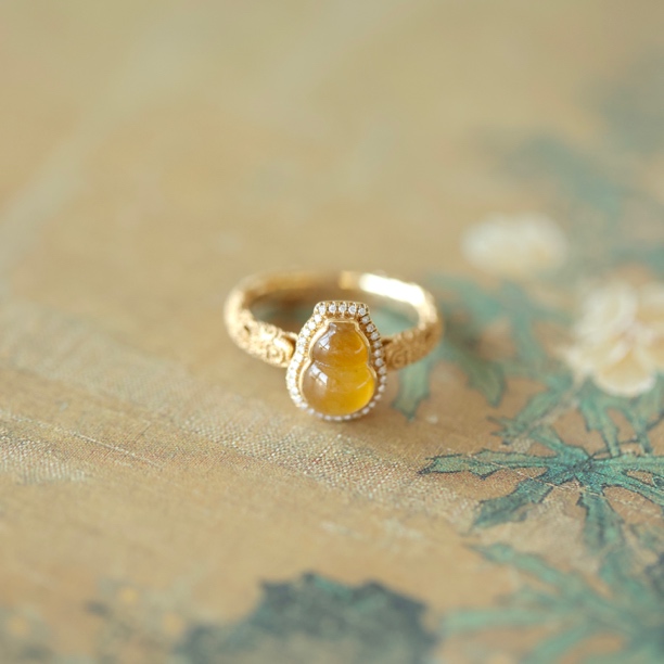 沐秋·18K金翡翠葫芦戒指Jm