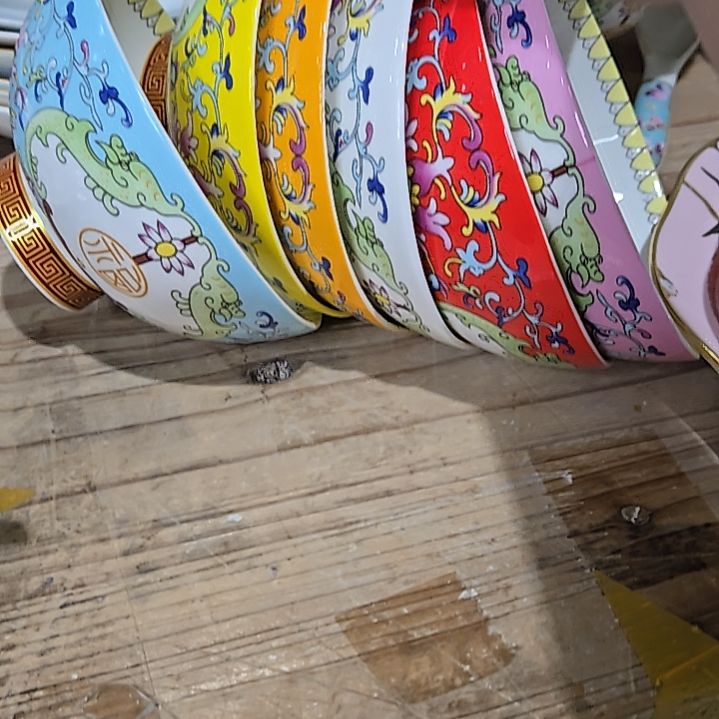 瓷片微瑕珐琅彩5寸6个米饭碗66666