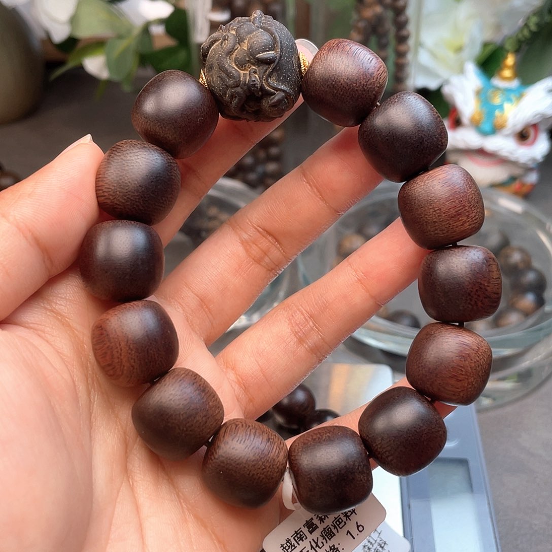 手串沉香越南富森红土玉化瘤疤料1.6