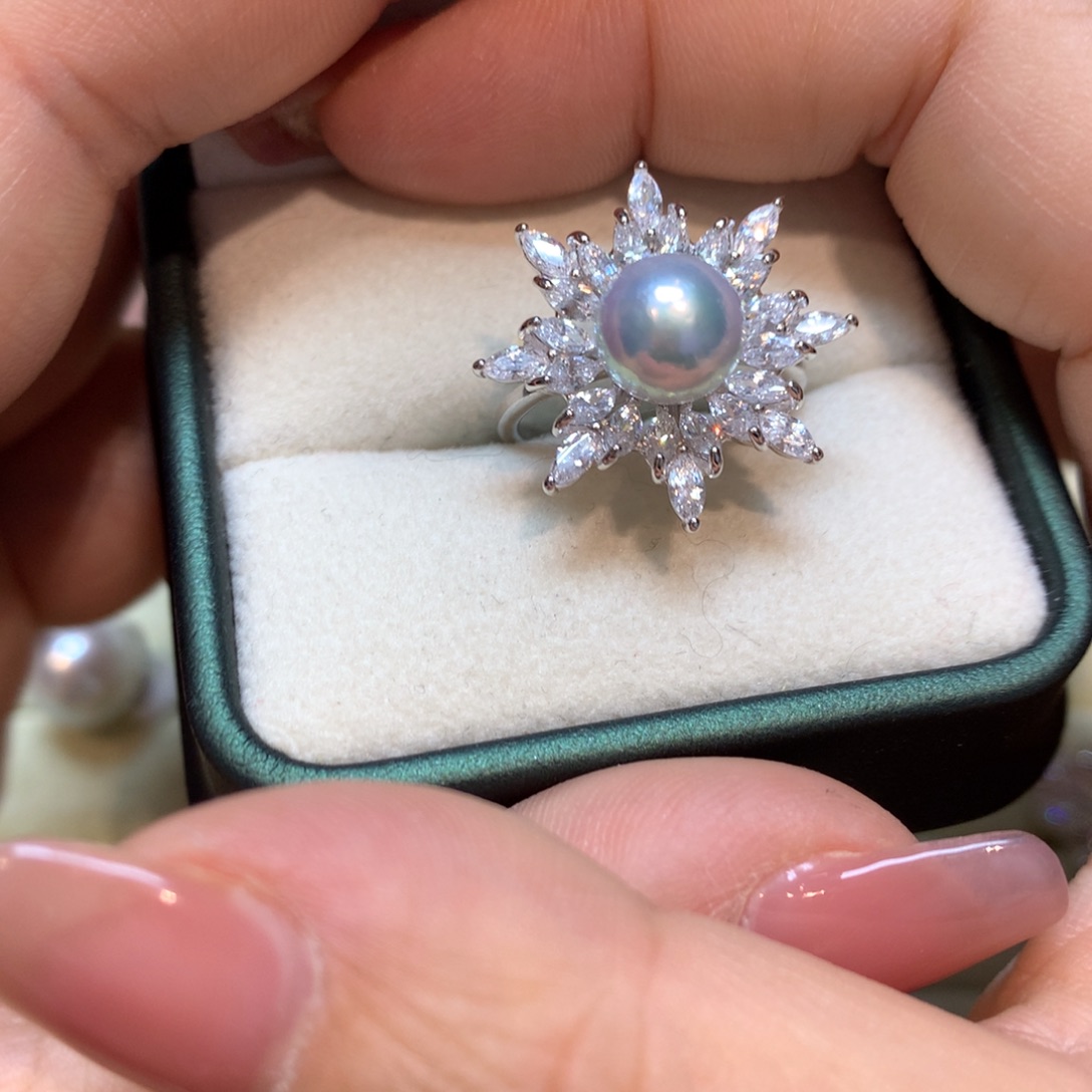 海水珍珠戒指银S925镶嵌