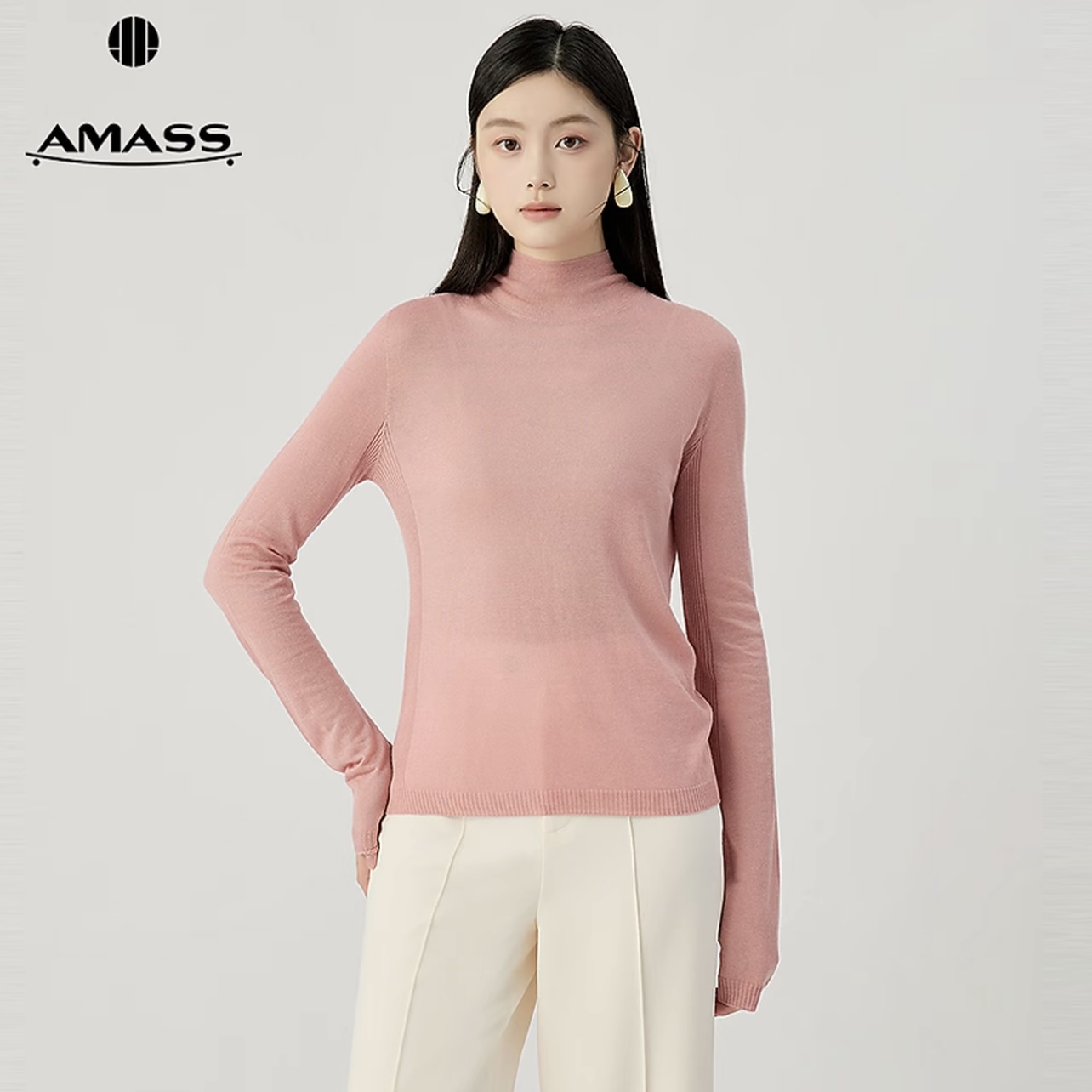阿玛施AMASS 新款秋季休闲气质百搭百搭长袖针织衫538092