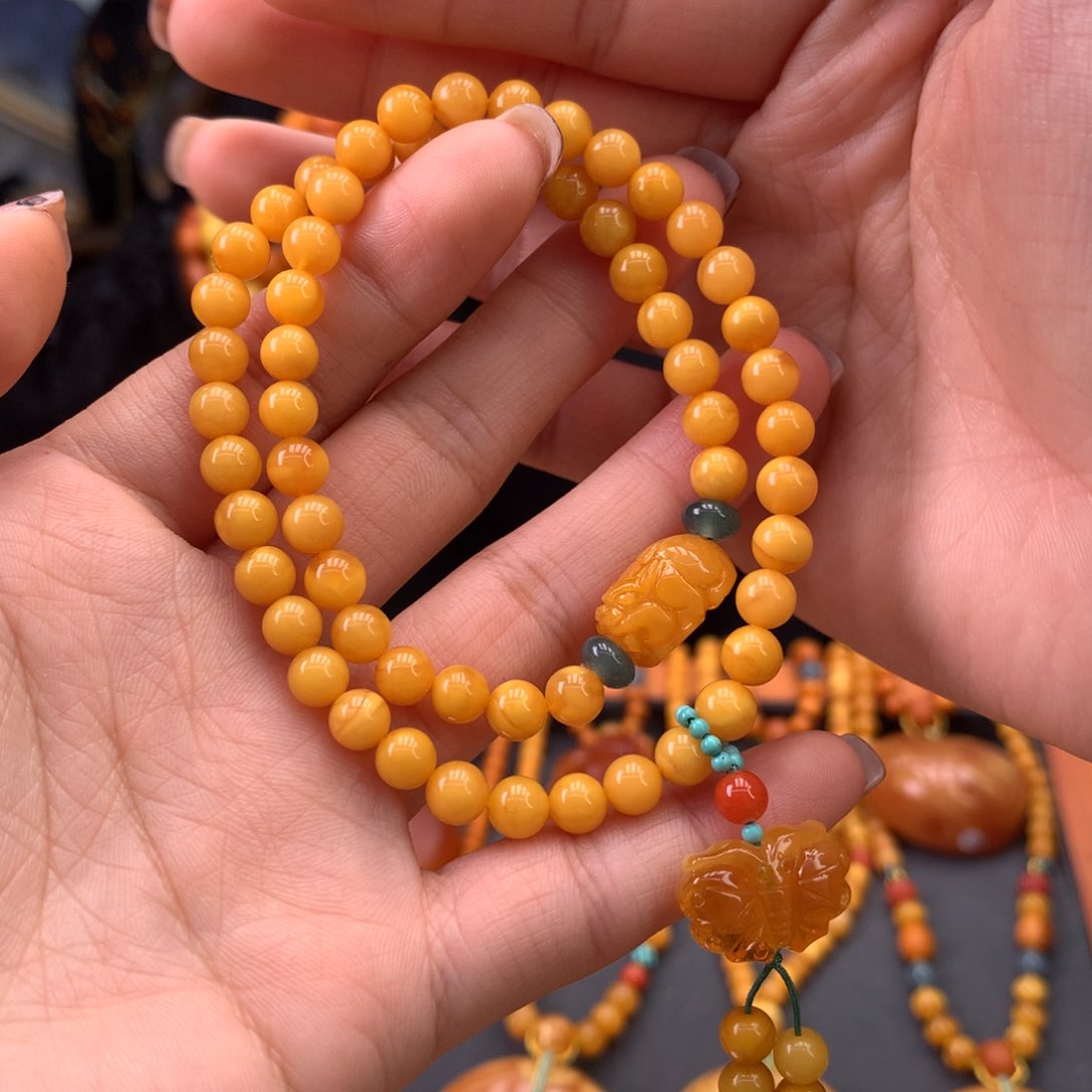 蜜蜡手串未镶嵌天然