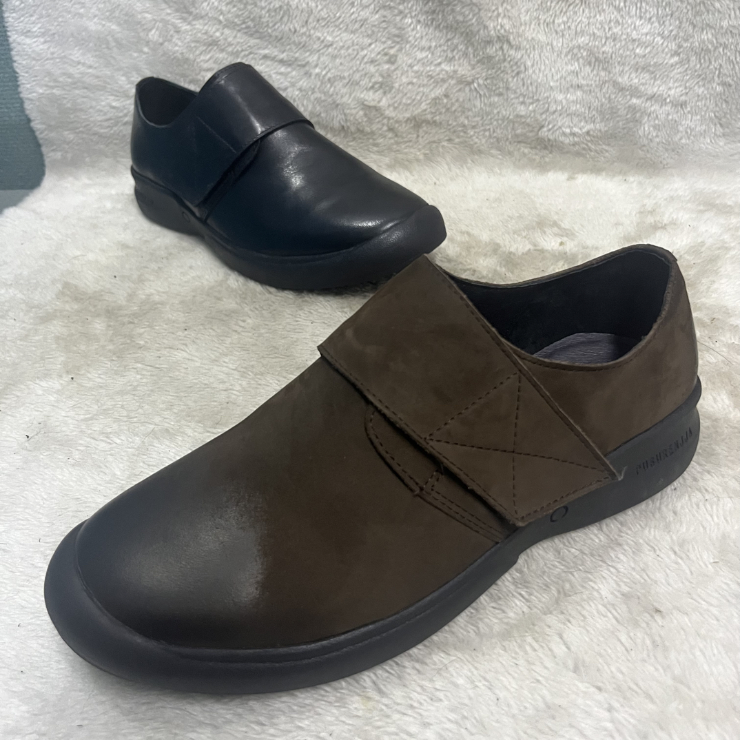 平底软底百搭舒适里外全真皮圆头纳帕皮鞋休闲单鞋魔术贴百搭3092