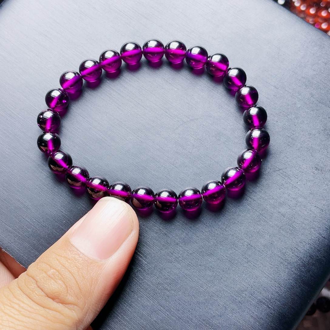 石榴石手链未镶嵌7.0MM毕业级紫牙乌单圈天花板10A级