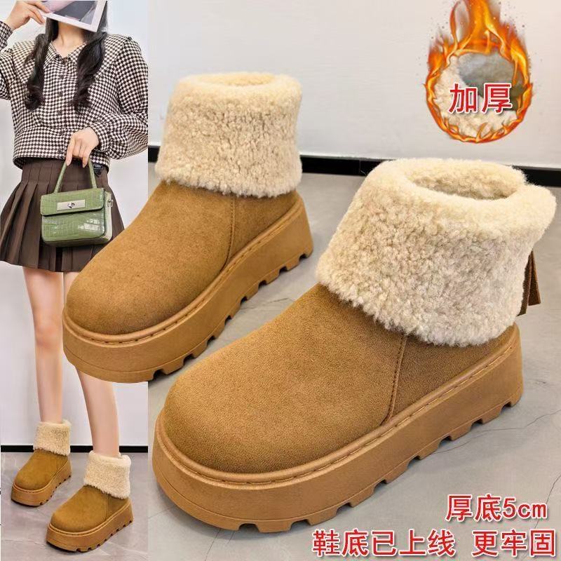 后拉链款2025冬季新款中跟平底短筒秋冬时尚雪地靴时尚百搭雪地棉