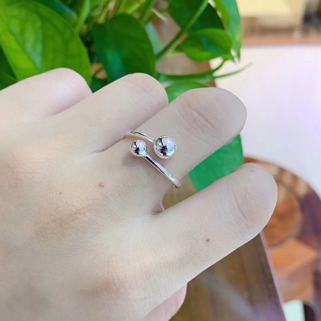 足银戒指 小圆珠纯银戒指设计款小众精致简约首饰送女友礼物