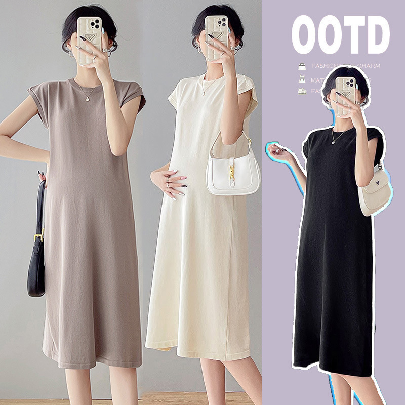 孕妇连衣裙2025年新款孕妈妈夏季薄款漏背裙子宽松显瘦温柔孕妇装