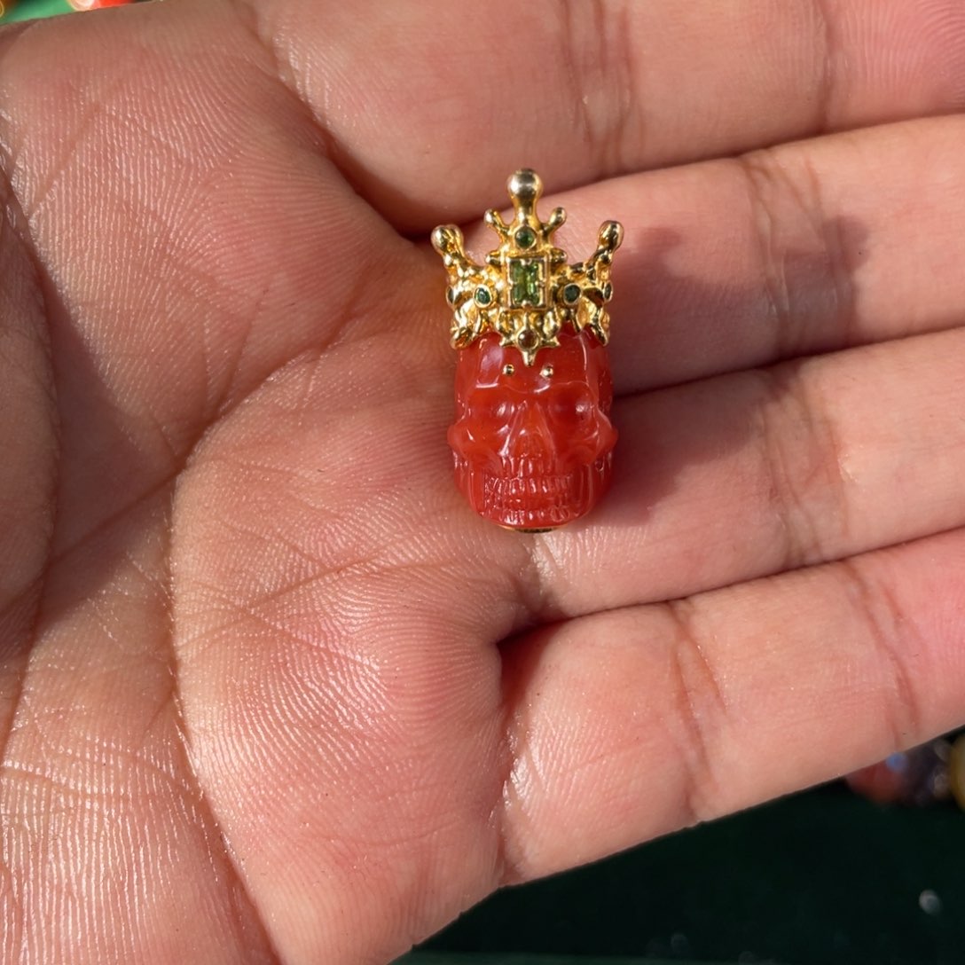 南红玛瑙玫红挂件合金