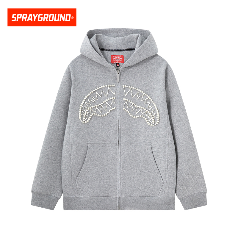 【珍珠系列】SPRAYGROUND鲨鱼嘴连帽开衫潮流琥珀流光JM WE133314