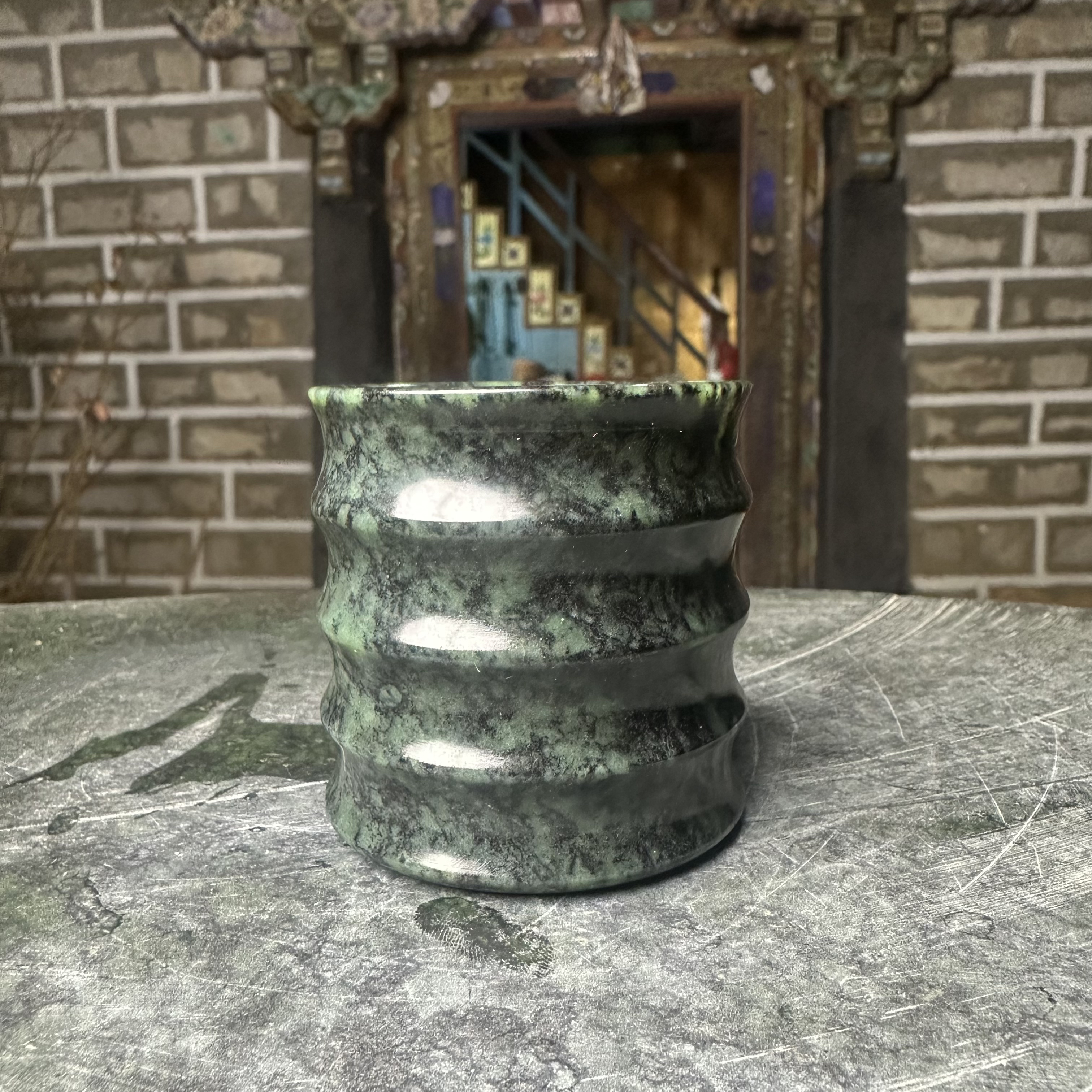 西藏雅鲁藏布江藏玉杯子竹节杯100mL