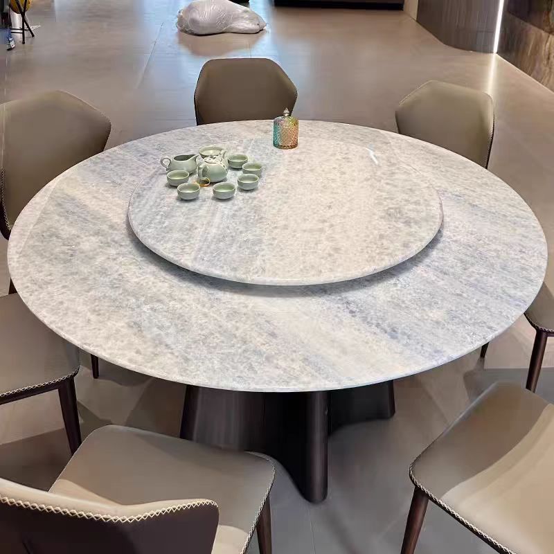 【蓝水晶】天然进口奢石意式轻奢奢石圆餐桌高级感家用圆形餐桌组合