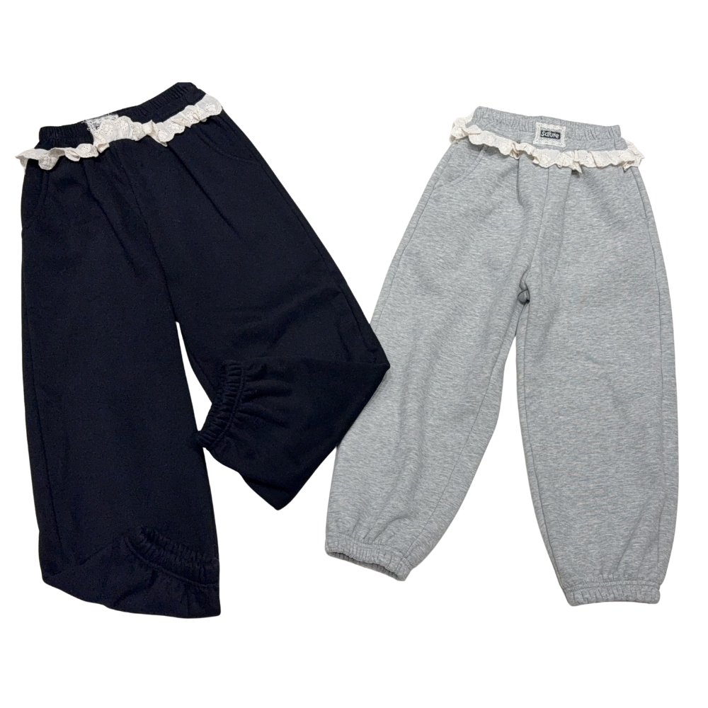 冬季时尚高腰弯刀直筒抽绳束脚裤潮流休闲风简约风格裤子