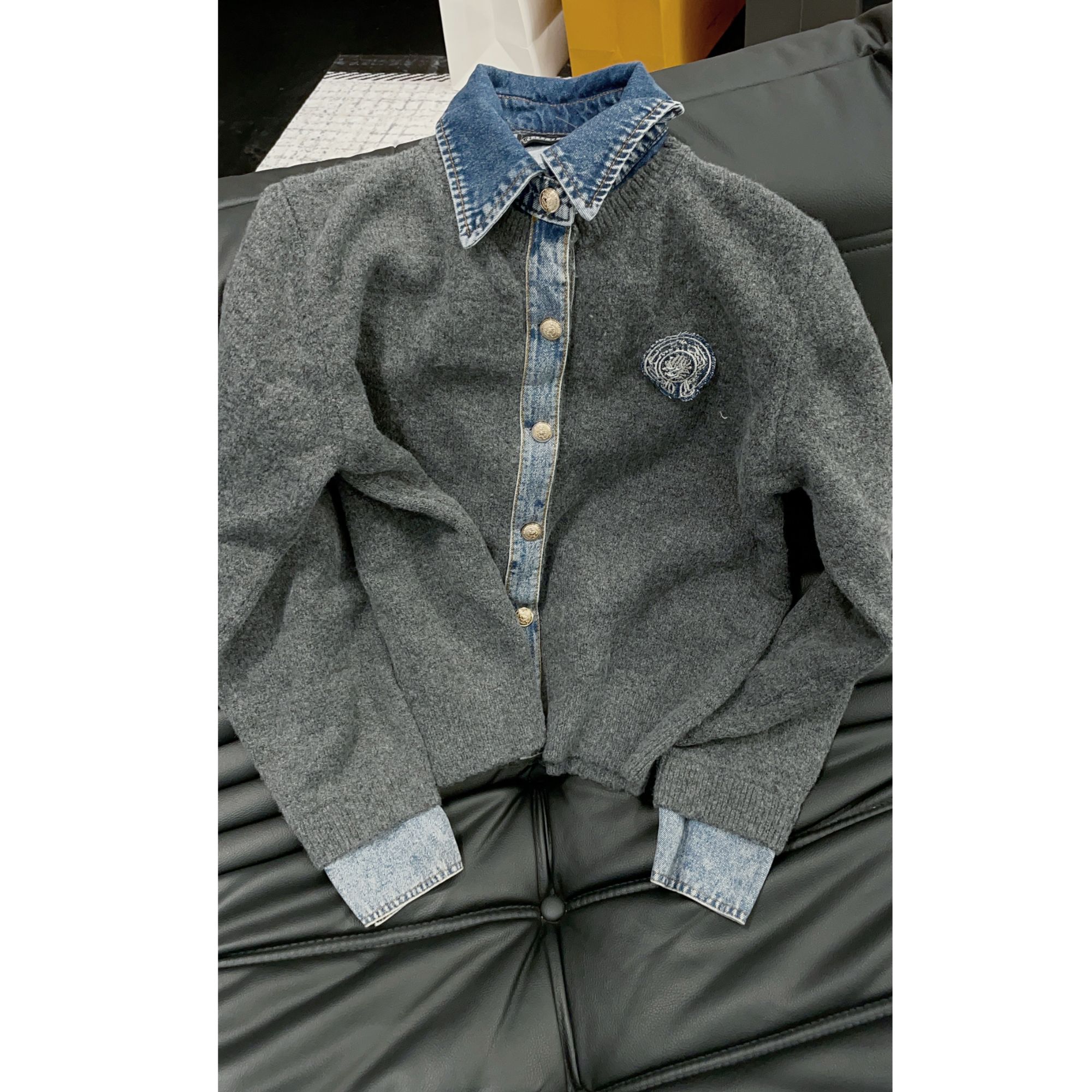 《An ni》【克克】秋季新品时尚长翻领假两件羊毛针织外套Ani-C623