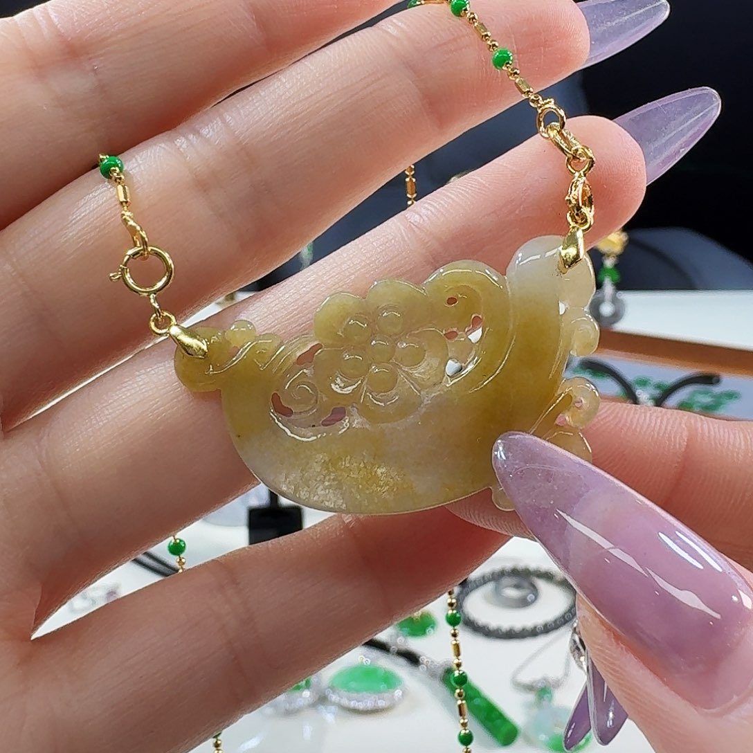 翡翠银S925镶嵌颈饰925