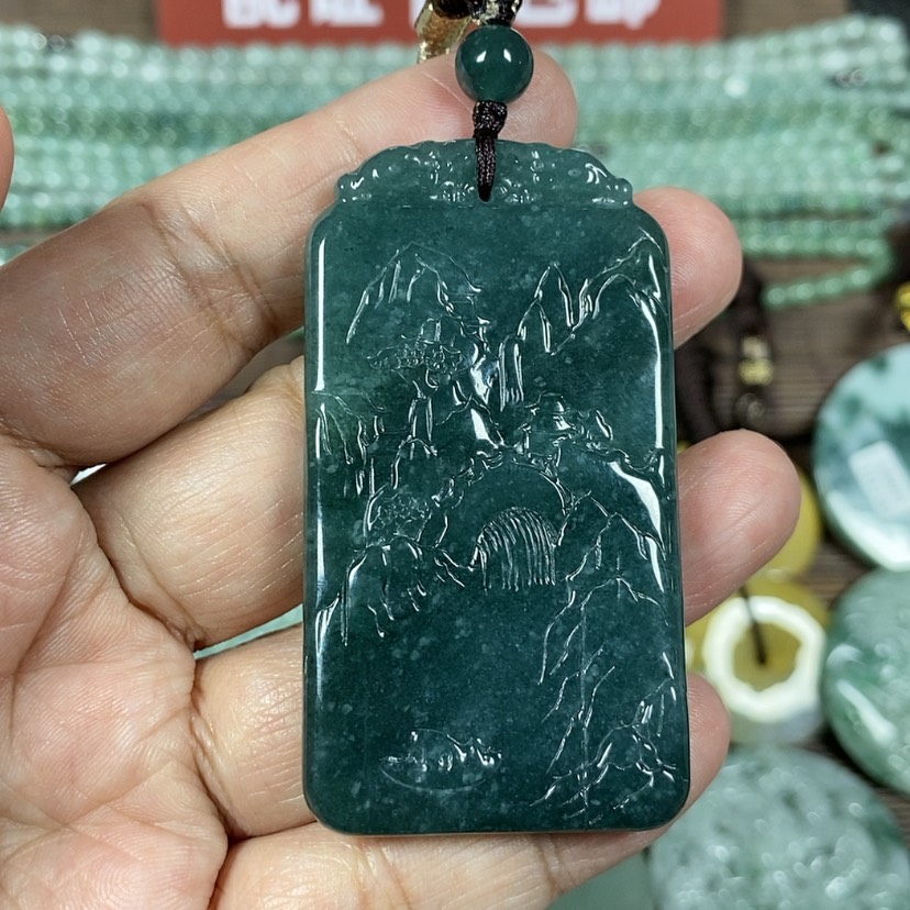 【闪购商品】翡翠颈饰未镶嵌玉吊坠翡翠玉双面山水牌