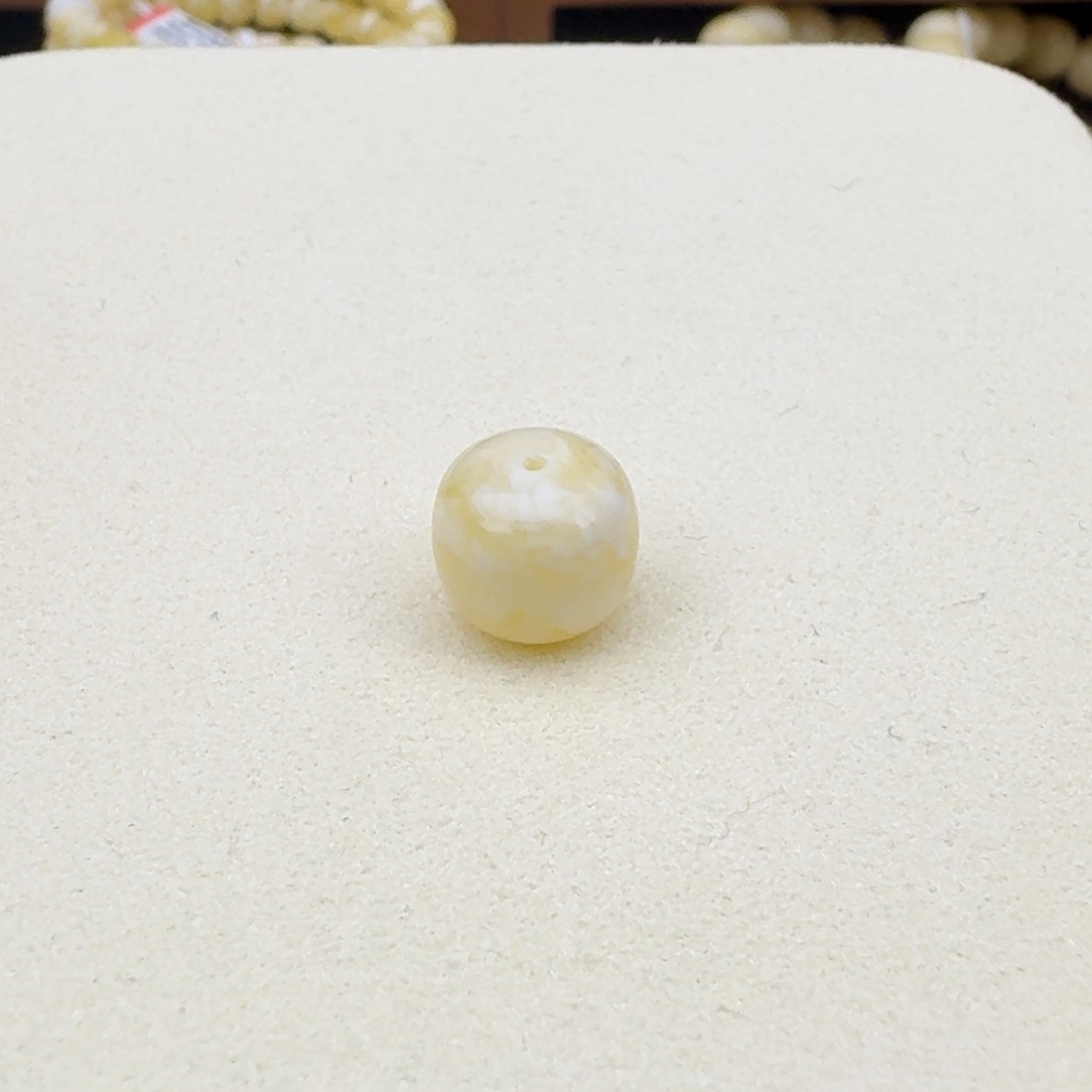 琥珀手链未镶嵌10.9mm瓷白虎皮纹