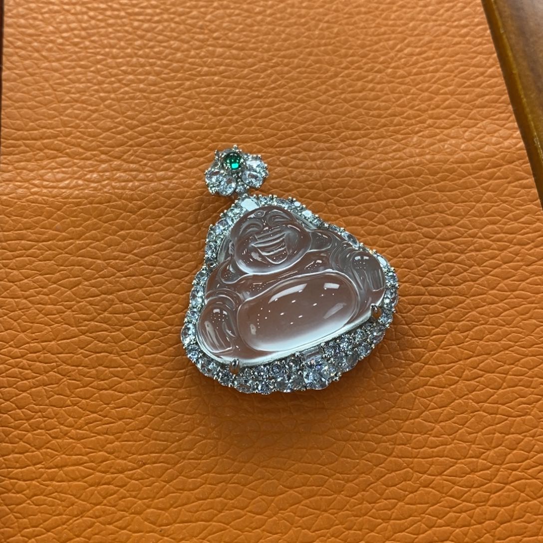 石英质玉吊坠(赠链)银S925镶嵌