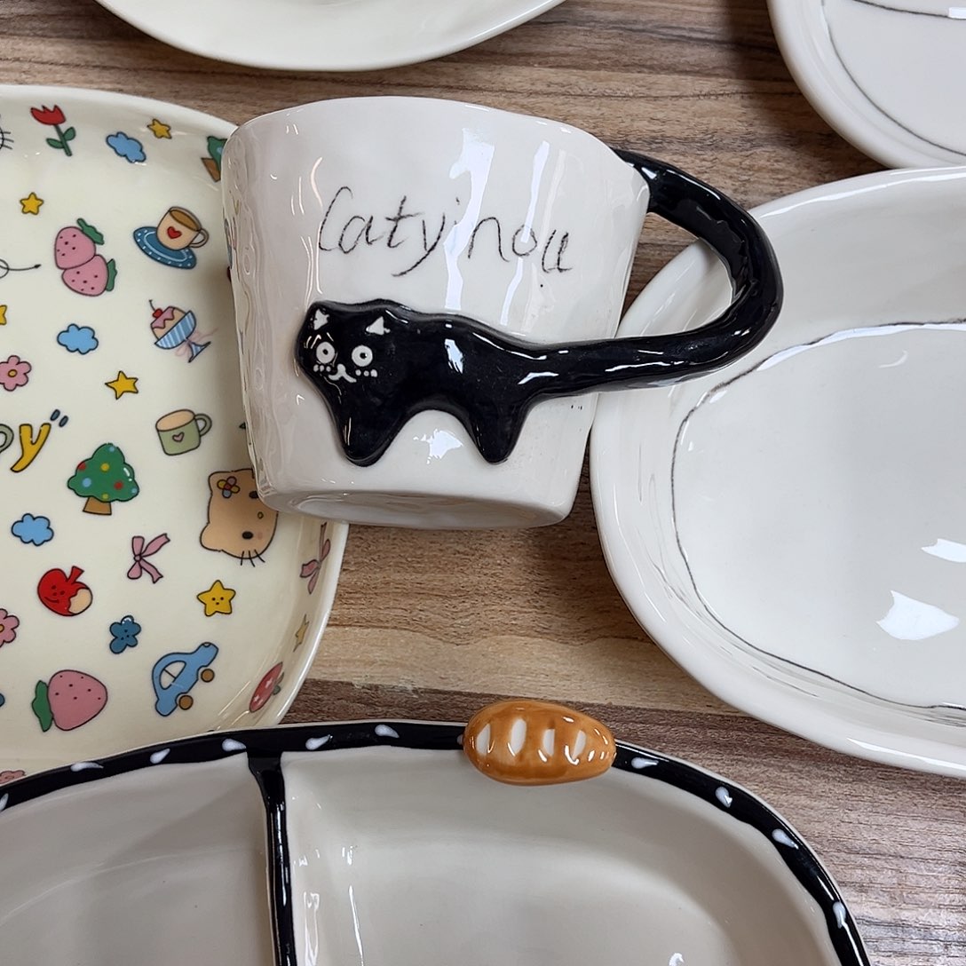 陶瓷黑猫杯子陶瓷餐具系列
