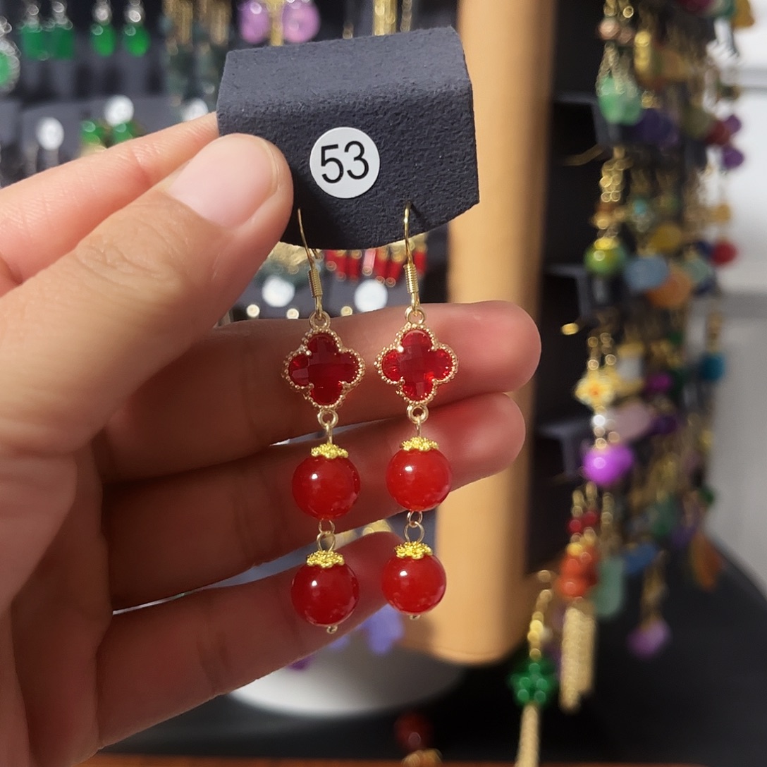 锆石纯铜925银耳饰