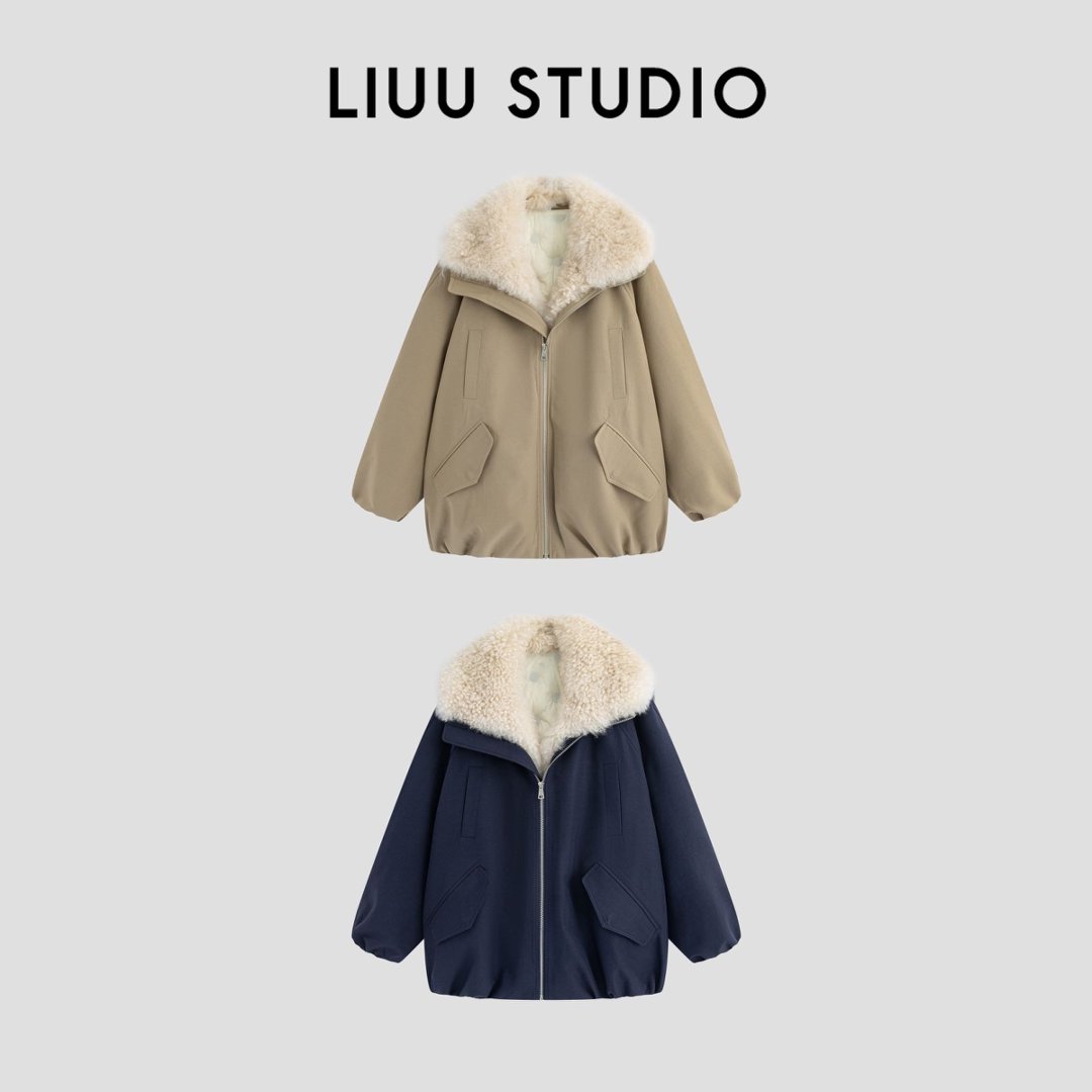 【LIUU】打造温暖氛围感 | 双色 羊绒领廓形飞行员夹克