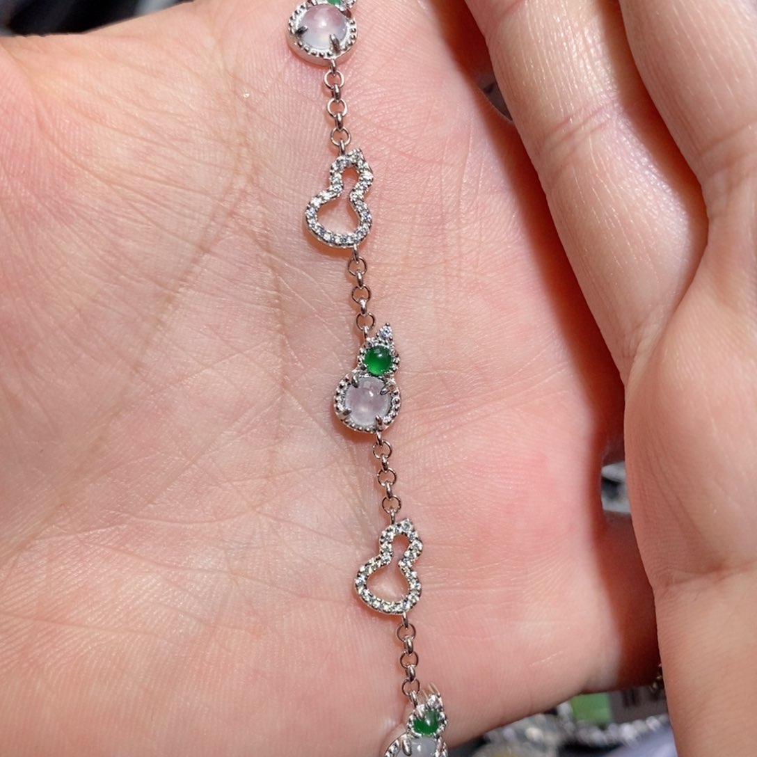 翡翠手链银S925镶嵌奔****儿n n b b